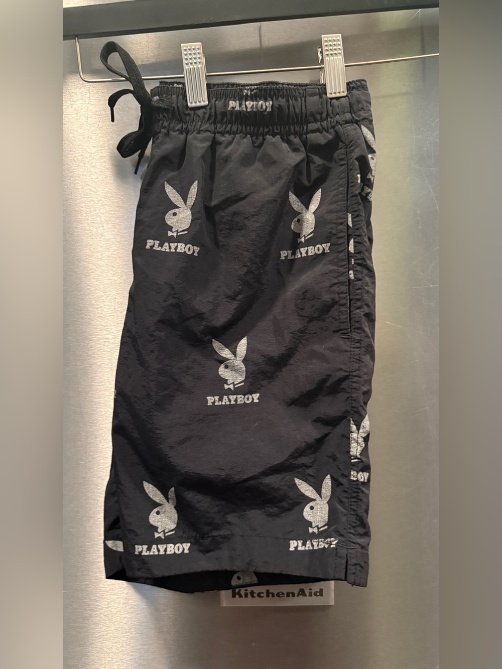 PLAYBOY Black Swim Shorts with White Bunny Logos